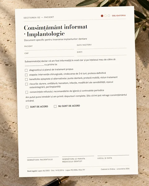 Consimțământ informat pentru implantologie
